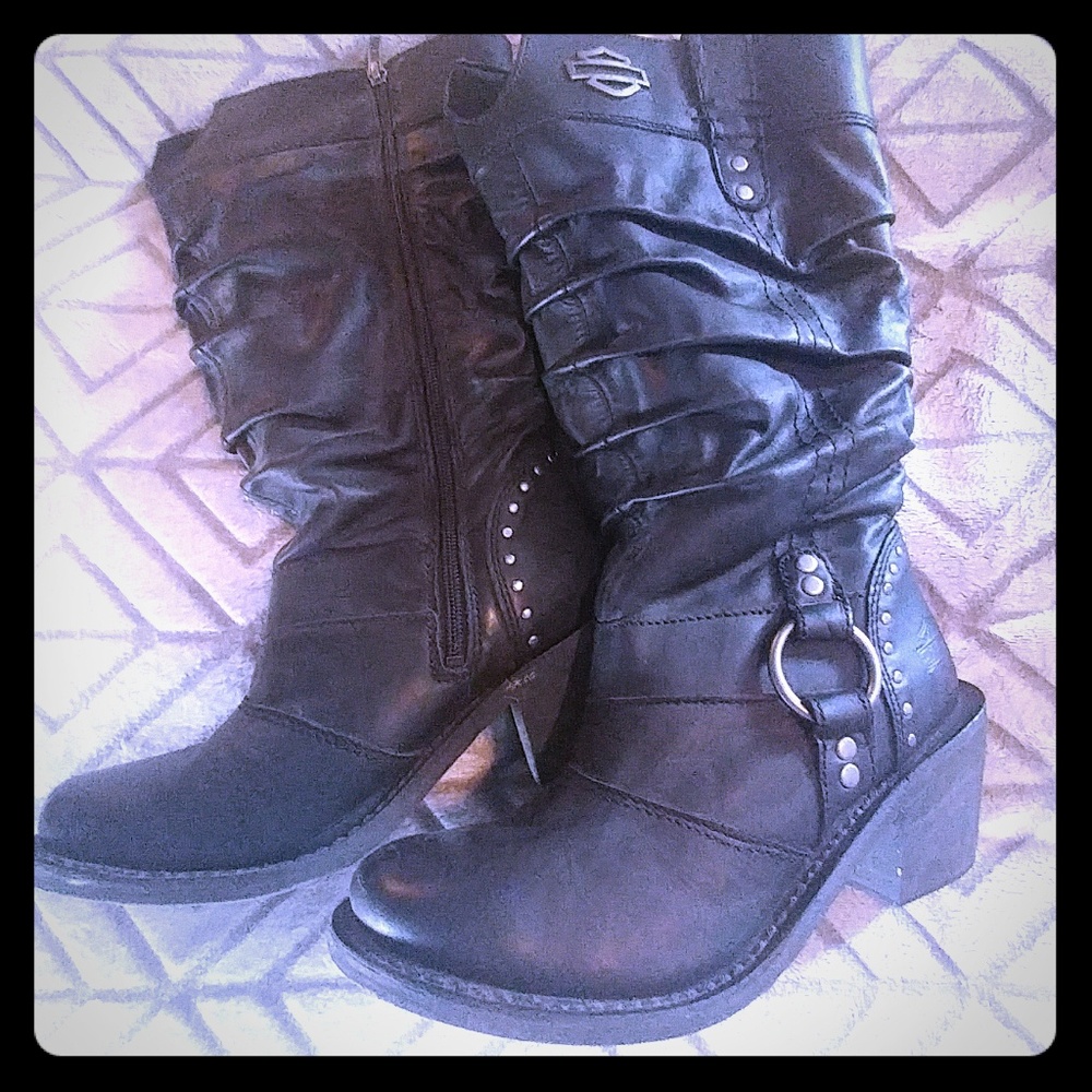 Harley Davidson Woman's Leather Boots (Size 8.5)